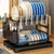 2-Tier Kitchen Dish Drying Rack – Metal Countertop Drainer with Drip Tray