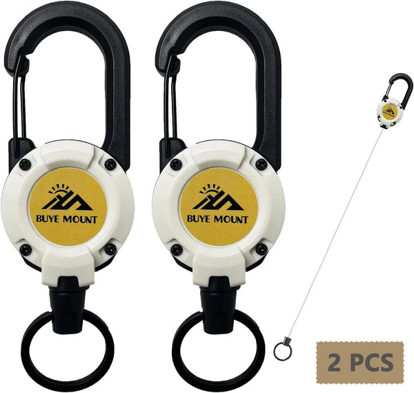 Retractable Keychain 2-Pack with Tactical Badge Reel & Steel Cord