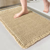 Microfiber Waffle Bath Mat – Absorbent Non-Slip Tassel Bathroom Rug