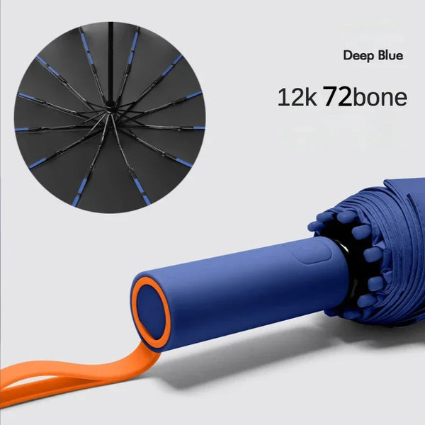 Automatic Windproof Umbrella with 72-Bone Frame & UV Protection