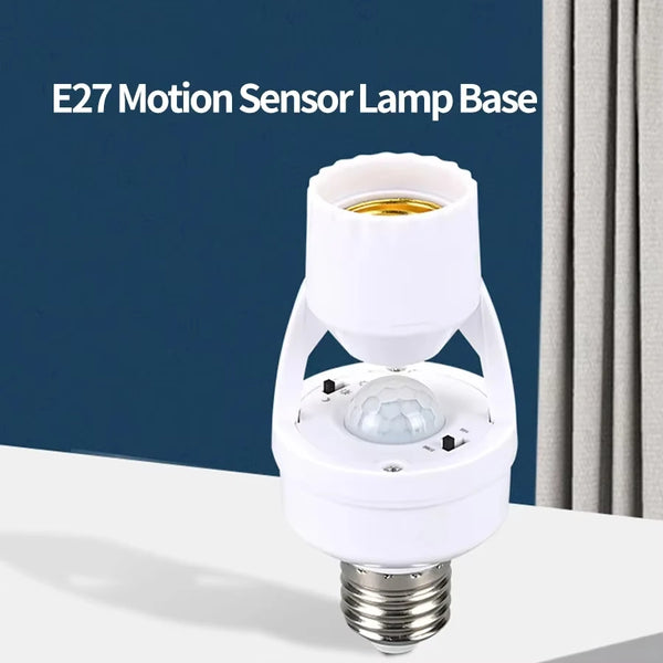 Smart Motion Sensor Light Bulb Holder – E27 PIR Auto On/Off Adapter (AC 110V–220V)