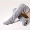 Fuzzy Thigh High Socks – Soft Knit Leg Warmers for Office & Home