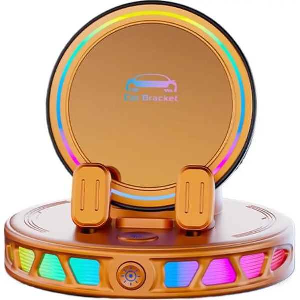 Smart Clamping Car Phone Mount with RGB Light & 360° Rotation