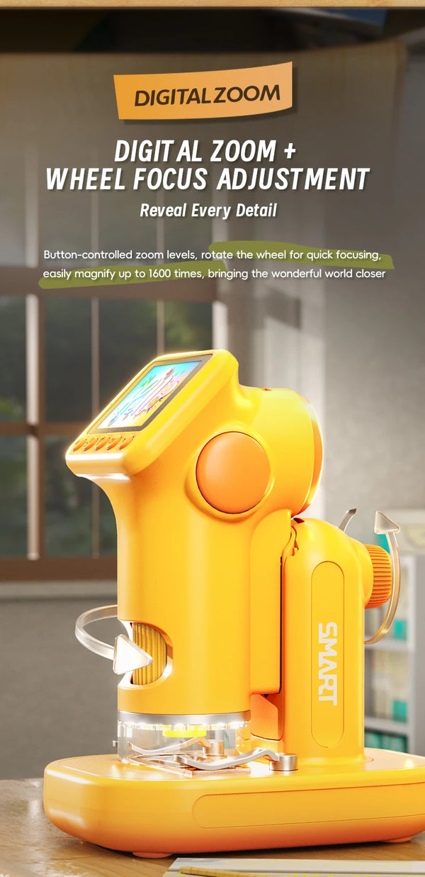 1600X Handheld Digital Microscope with 2-Inch HD Screen – Portable Electronic Magnifier with Camera & Video, 3-Level Lighting, Multilingual Interface