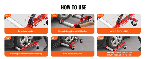 Wheel Dolly Heavy Duty Vehicle Positioning Ratchet Tire Jack Max Capacity 1500 Lbs Car Dolly for Car Auto Repair Moving