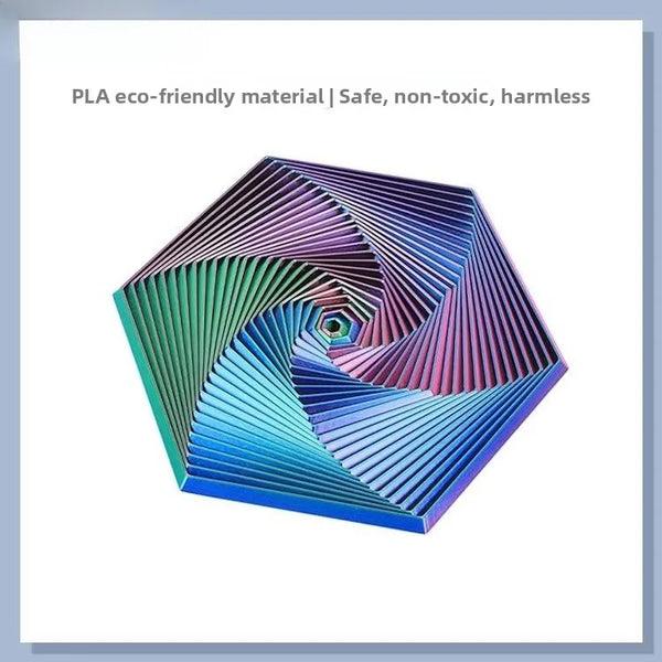 3D Printed Hexagonal Spiral Tower – Magic Illusion Stereoscopic Rotation Stress Relief Toy