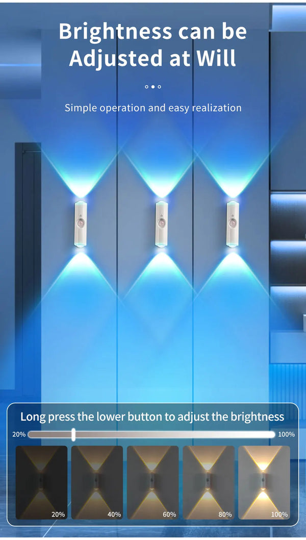 LED Motion Sensor Night Light – RGB Color Changing Wireless Magnetic Rechargeable Wall Lamp