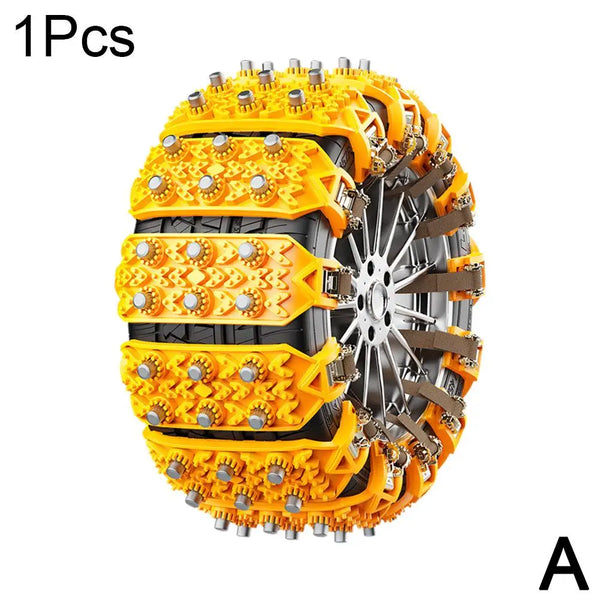 Heavy-Duty Rubber Anti-Skid Car Tire Chain — Universal TPU Snow & Mud Traction Aid (Single Piece)