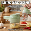 4-in-1 Wireless Electric Vegetable Cutter with Garlic Masher & Meat Grinder