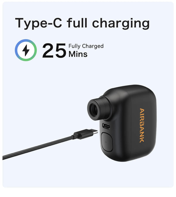 AIRBANK Mini Portable Bicycle Pump – Rechargeable 100PSI Electric Bike Tire Inflator