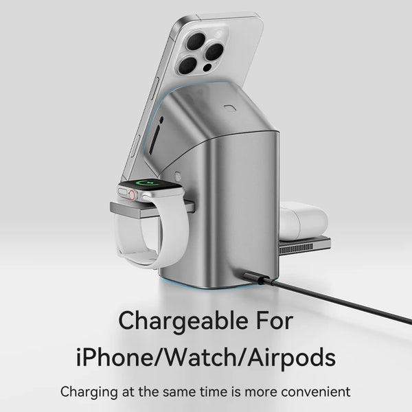 Qi2 Magnetic Wireless Charger – 15W 3-in-1 for iPhone, Watch & AirPods