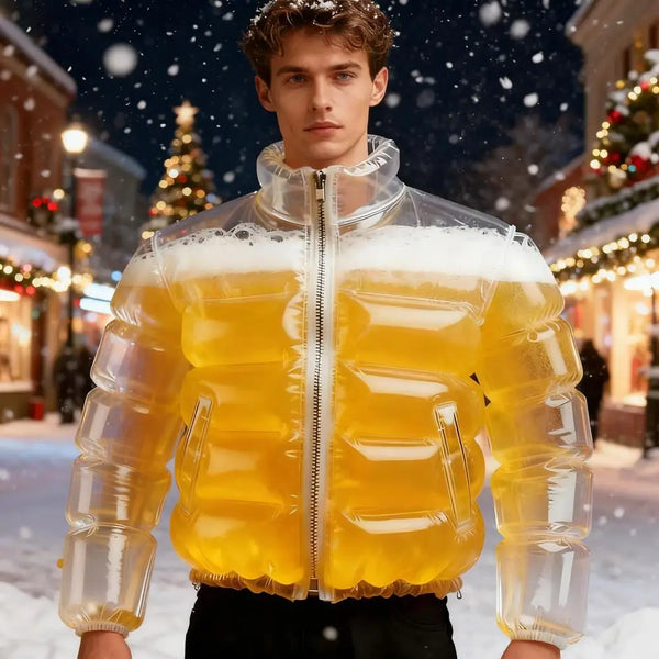 Transparent Wearable Beer-Drinking Jacket for Parties, Festivals & Gag Gifts