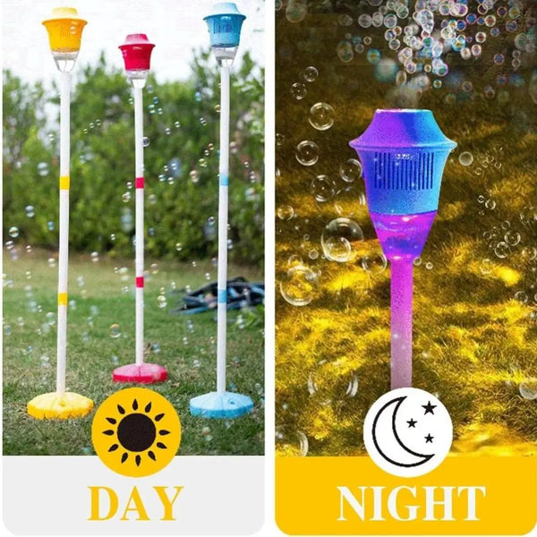 Rechargeable Bubble Maker Lamp – Automatic Bubble Torch with Stand, Lights & Music