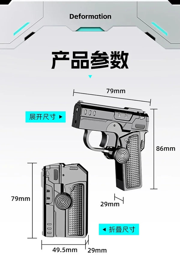 Metal Folding Gun-Style Jet Lighter – Windproof Butane Gas Red Flame Gyroscope Lighter with Laser