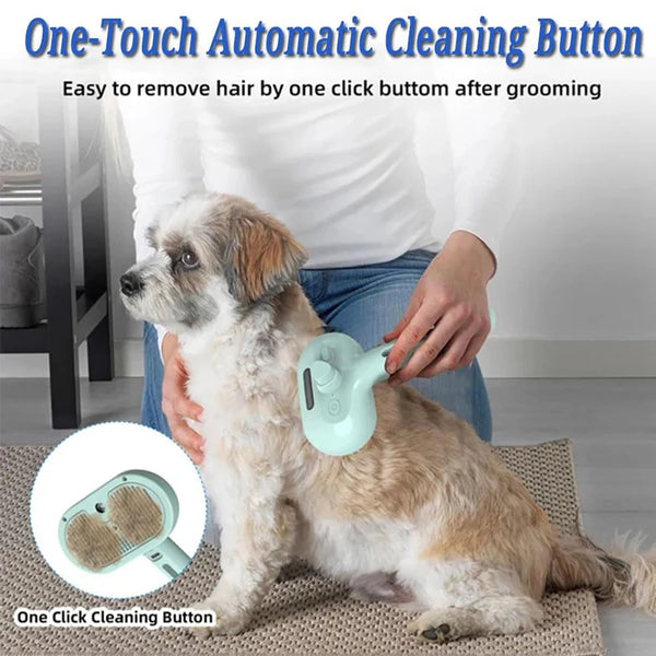 Pet Clean Steam Spray Dog Grooming Brush – Chemical-Free Steam Cleaning & Detangling Brush for Dogs