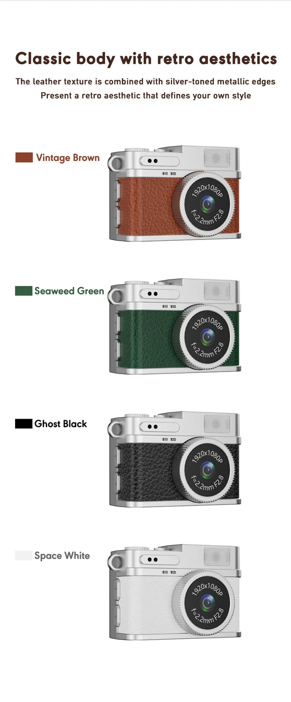 Retro Mini Digital Camera – 1080P Full-HD Video Recorder with LED Fill Light and 0.96" IPS Screen