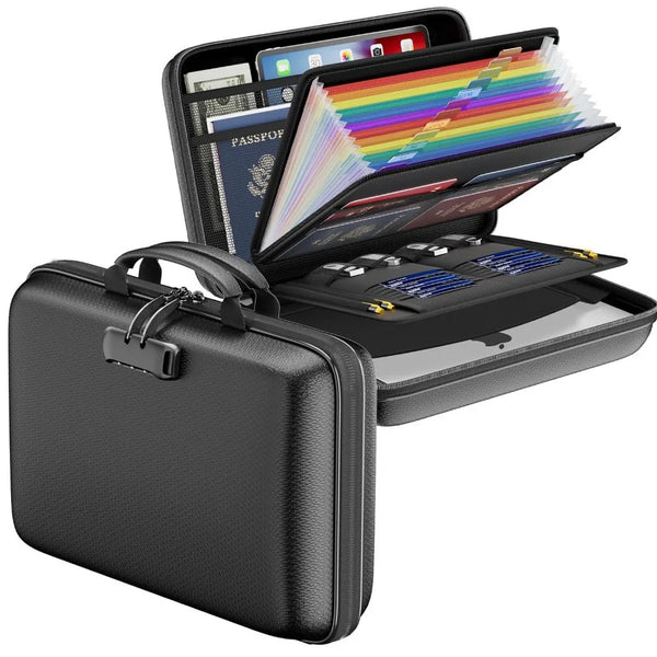 Hard-Shell Fireproof Document Box with Lock – Portable Secure Organizer for Home, Office & Travel