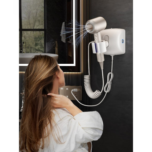 Hands-Free Rotating Hair Dryer Holder – Wall-Mounted Adjustable Hair Dryer Bracket