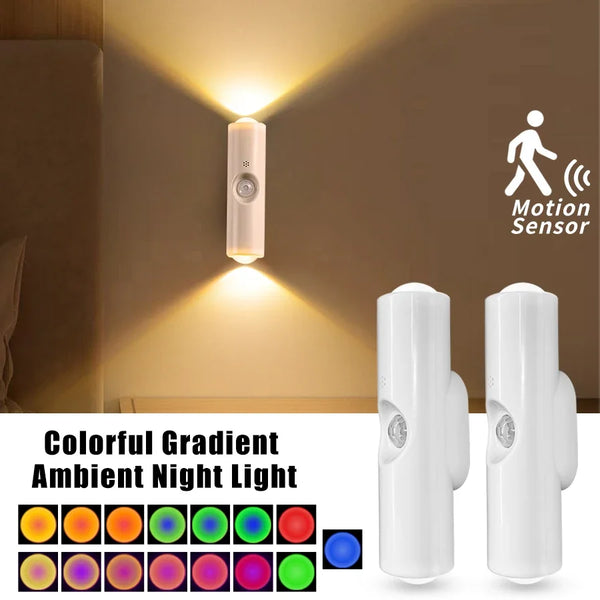 LED Motion Sensor Night Light – RGB Color Changing Wireless Magnetic Rechargeable Wall Lamp