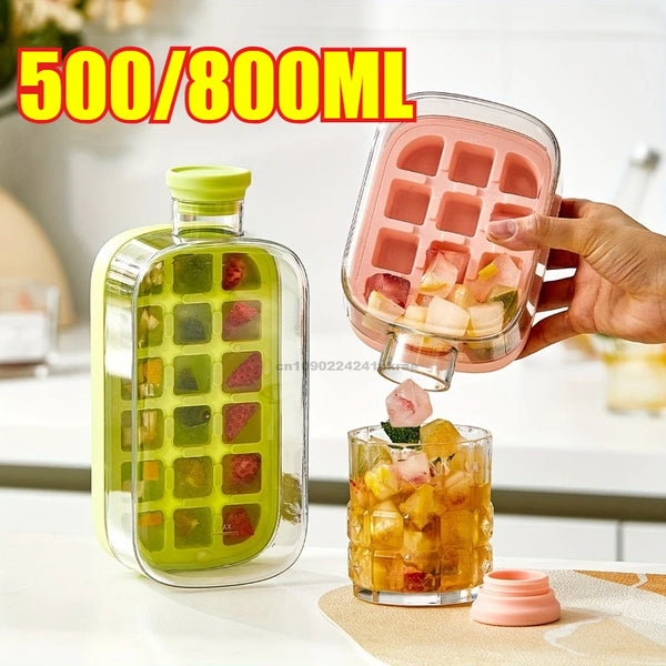 Silicone Ice Cube Tray with Lid – 12-Grid Large Capacity Water Bottle Mold