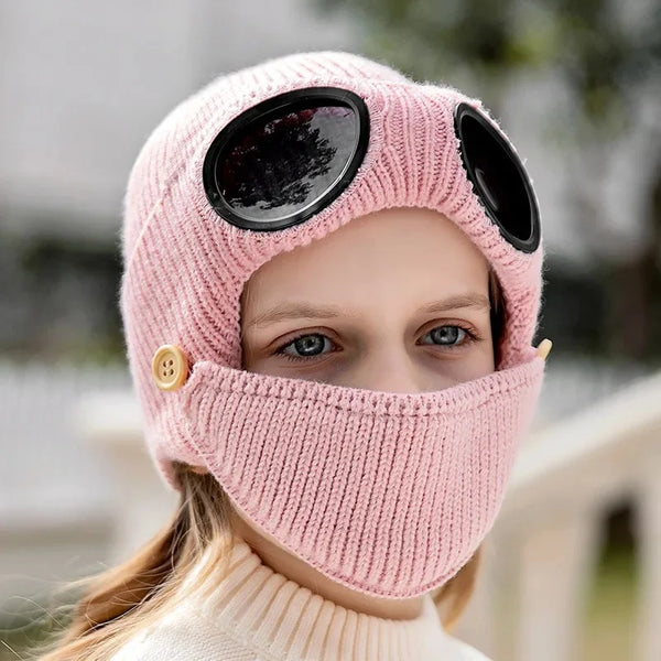 Windproof Warm Mask with Integrated Ear Protection & Glasses Cover for Children and Adults