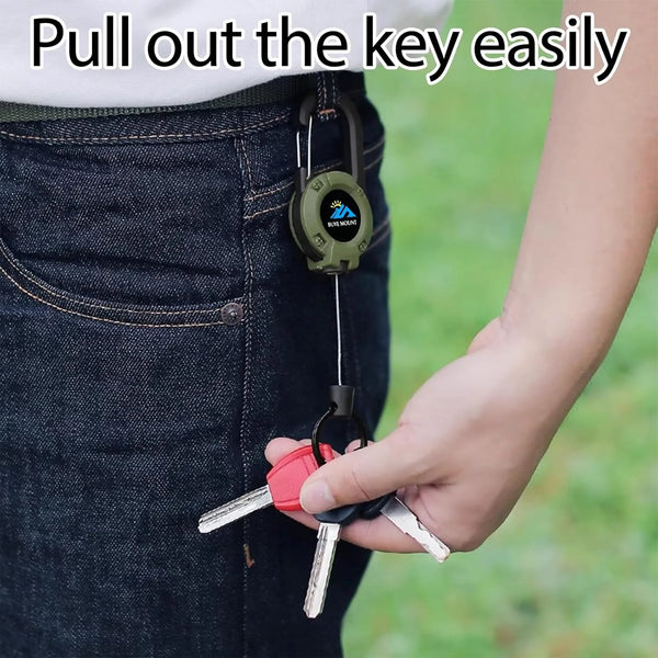 Retractable Keychain 2-Pack with Tactical Badge Reel & Steel Cord