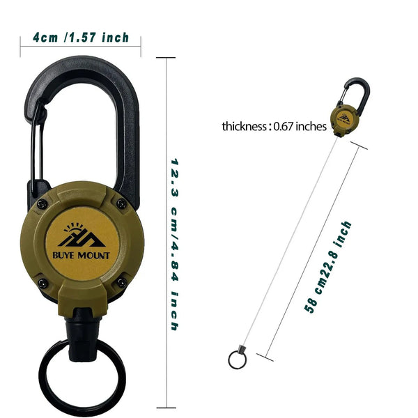 Retractable Keychain 2-Pack with Tactical Badge Reel & Steel Cord