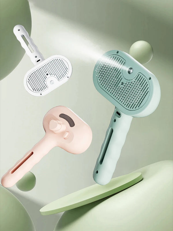 Pet Clean Steam Spray Dog Grooming Brush – Chemical-Free Steam Cleaning & Detangling Brush for Dogs