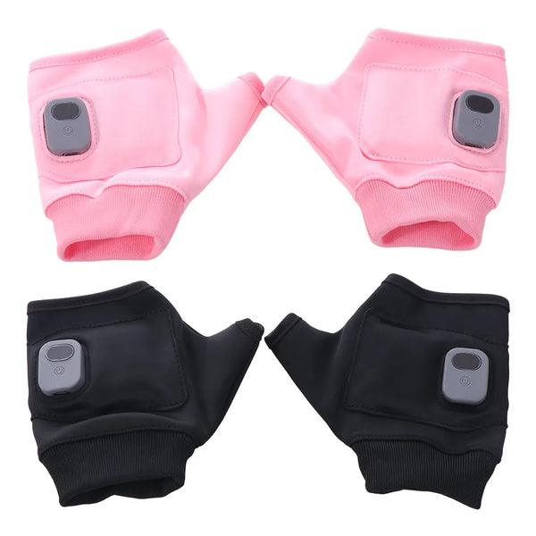 USB Rechargeable Heated Fingerless Gloves – 360° Electric Hand Warmers with Temperature Control