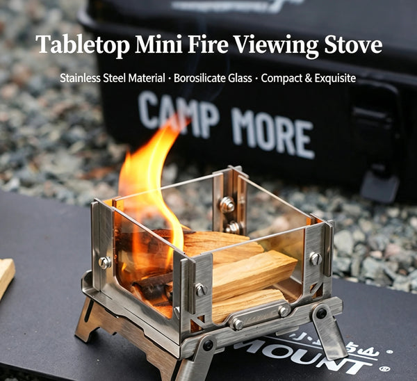 Mini Foldable Camping Fire Pit – Stainless Steel Portable Tabletop Fire Viewing Stove