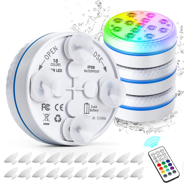 Waterproof RGB LED Submersible Pool Lights with Remote Control