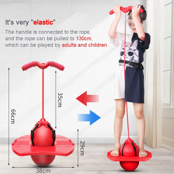 Bouncing Ball Pogo Jumper with Handle Pump & Balance Platform for Kids