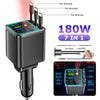 5-in-1 Car Charger with Retractable Cable, PD30W & Voltage Display