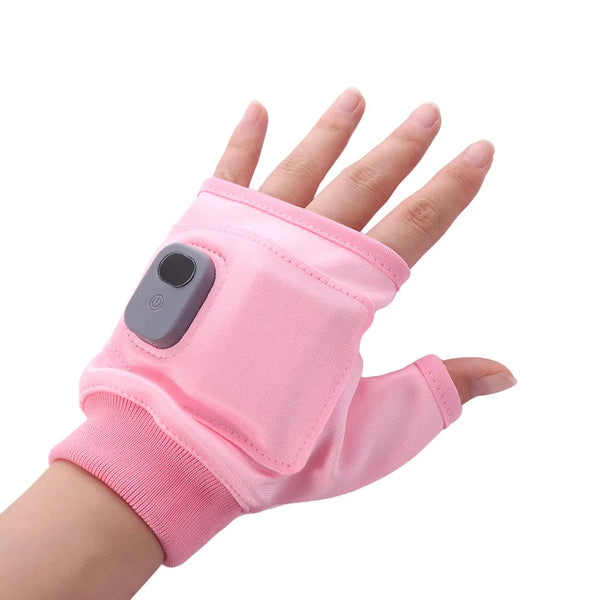 USB Rechargeable Heated Fingerless Gloves – 360° Electric Hand Warmers with Temperature Control