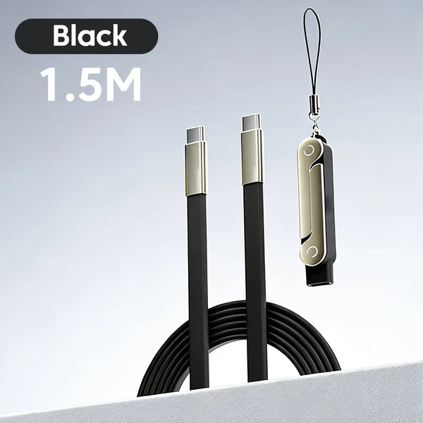 240W Type-C Fast Charging Cable with Foldable Phone & Tablet Stand