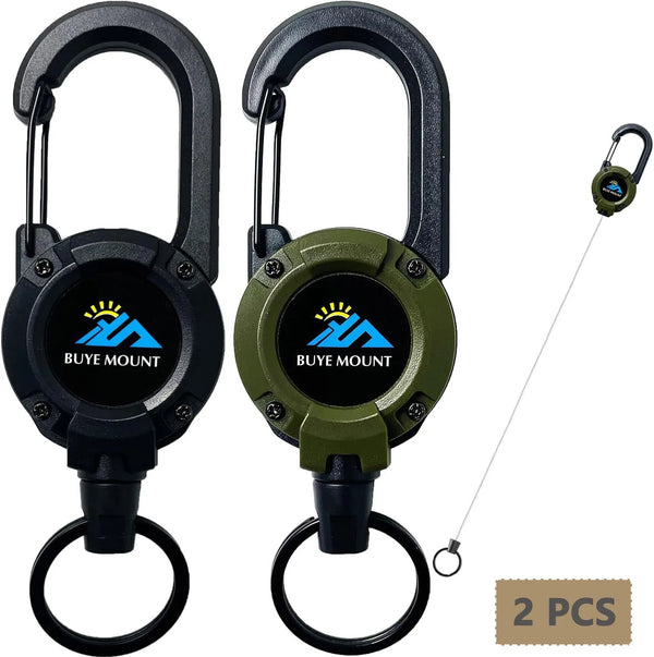Retractable Keychain 2-Pack with Tactical Badge Reel & Steel Cord