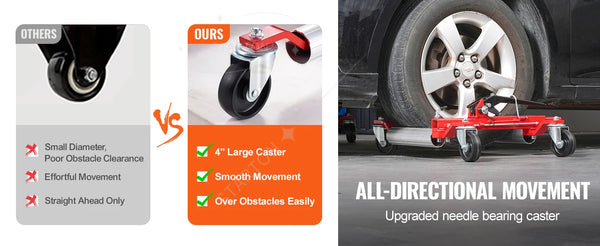 Wheel Dolly Heavy Duty Vehicle Positioning Ratchet Tire Jack Max Capacity 1500 Lbs Car Dolly for Car Auto Repair Moving