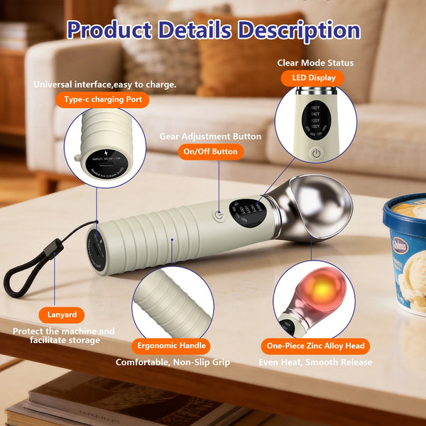 USB Rechargeable Heated Ice Cream Scoop