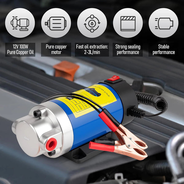 12V Portable Oil Transfer Pump – Electric Fluid Extractor & Suction Pump for Cars, Motorcycles & Boats