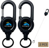 Retractable Keychain 2-Pack with Tactical Badge Reel & Steel Cord