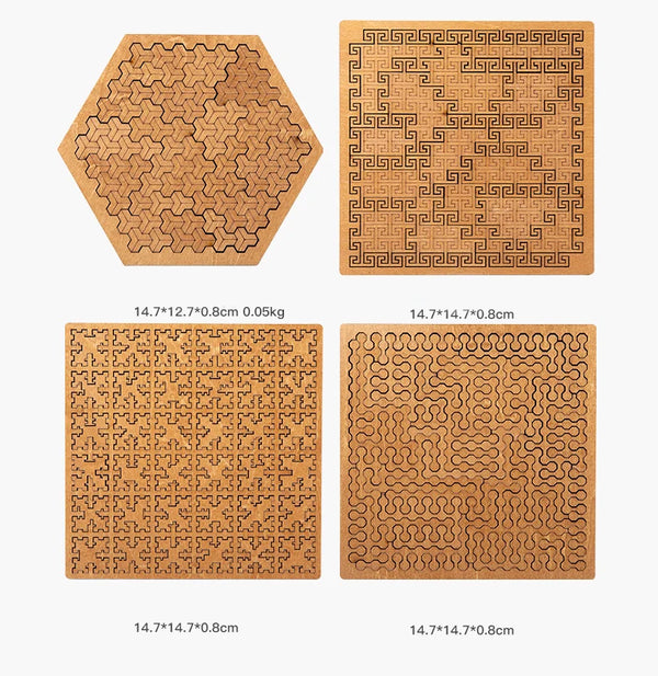 Impossible Wooden Puzzle IQ Board – Brain-Teaser Jigsaw & Tangram Puzzle with Multi-Level Difficulty