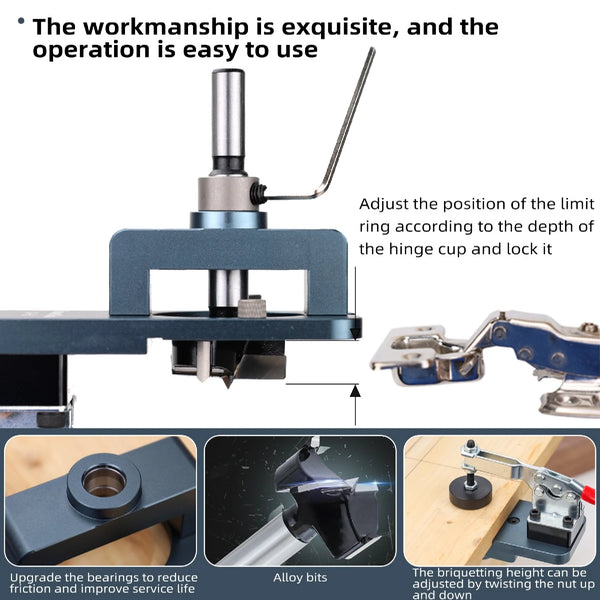 35mm Concealed Hinge Jig Kit with Drilling Guide & Locator for Cabinets