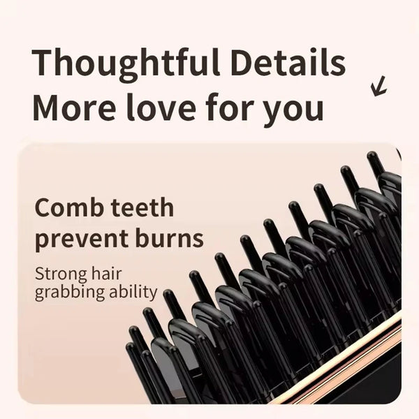 Mini Hair Straightening Comb with Wireless Charging & 3 Heat Settings