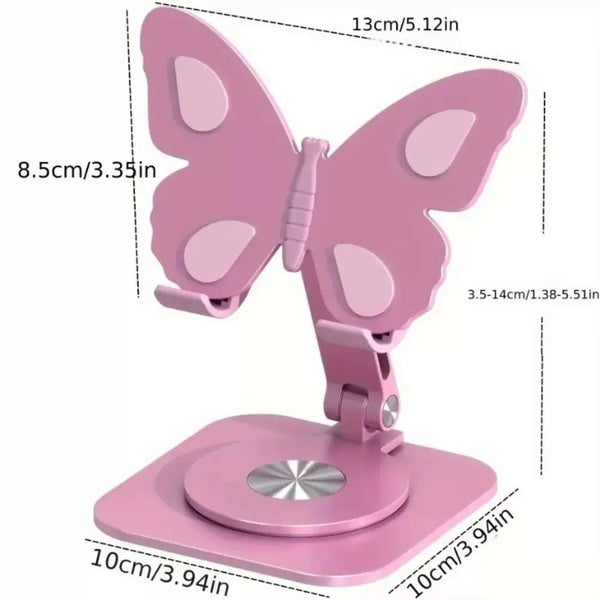 Aluminum Alloy Butterfly Phone Stand with 360° Rotation & Foldable Design
