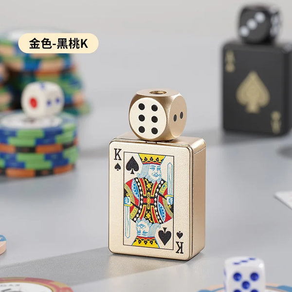 Rotating Dice Playing Cards Windproof Green Flame Gas Lighter – Novelty Collectible Pocket Lighter