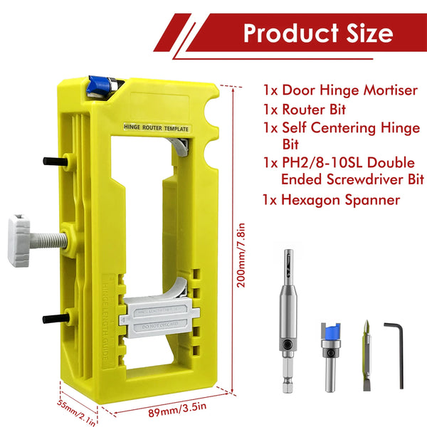 djustable Hinge Mortiser Installation Kit for 3" to 5" Hinges