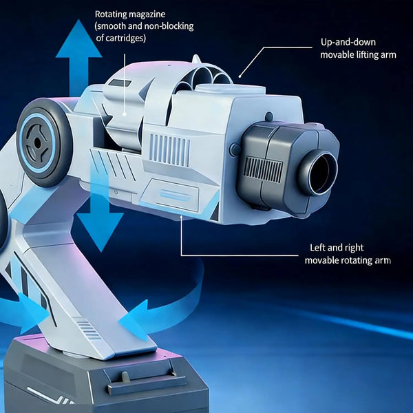 Motion Tracking Blaster – Interactive Soft Bullet Gun with Wearable Shoulder Mount & Sensory Control Headphones