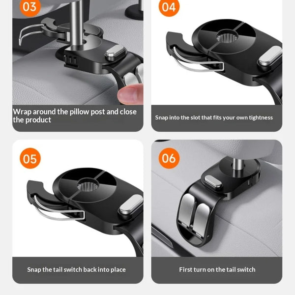 Car Seat Back Hook with Hidden Mount – Universal Headrest Storage Hanger