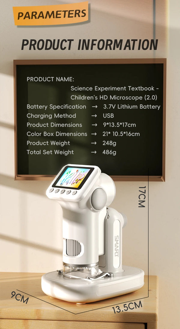 1600X Handheld Digital Microscope with 2-Inch HD Screen – Portable Electronic Magnifier with Camera & Video, 3-Level Lighting, Multilingual Interface