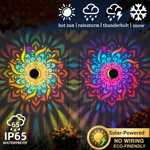 Solar Mandala Wall Lamp – Waterproof LED Fence Light for Garden & Courtyard
